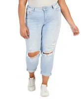 Celebrity Pink Trendy Plus Distressed Girlfriend Jeans