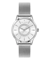 Ted Baker Women's Fitzrovia Charm Silver-Tone Mesh Bracelet Watch 34mm - Silver