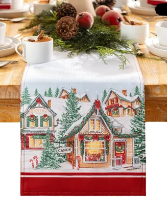 Elrene Storybook Christmas Village Holiday Table Runner, 70" x 13"