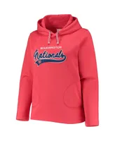 Women's Soft as a Grape Red Washington Nationals Plus Side Split Pullover Hoodie