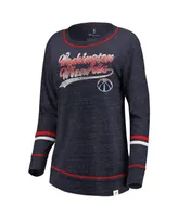 Women's Fanatics Navy and Red Washington Wizards Dreams Sleeve Stripe Speckle Long T-shirt