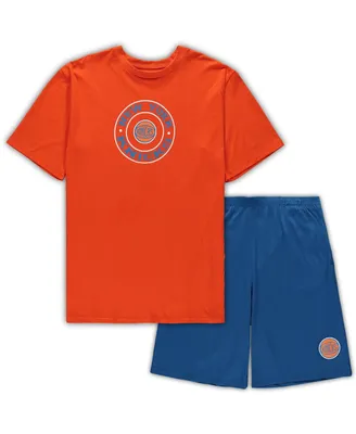 Men's Concepts Sport Orange, Blue New York Knicks Big and Tall T-shirt Shorts Sleep Set