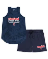 Women's Concepts Sport Navy Cleveland Guardians Plus Size Cloud Tank Top and Shorts Sleep Set