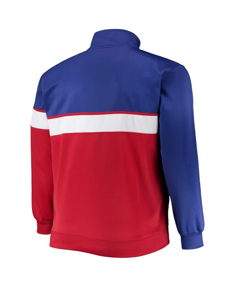 Men's Royal, Red Philadelphia 76ers Big and Tall Pieced Body Full-Zip Track Jacket