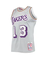 Men's Mitchell & Ness Wilt Chamberlain Silver Los Angeles Lakers 75th Anniversary 1971-72 Hardwood Classics Swingman Jersey