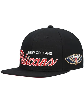 Men's Mitchell & Ness Black New Orleans Pelicans Hardwood Classics Script 2.0 Snapback Hat