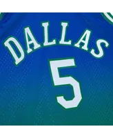 Men's Mitchell & Ness Jason Kidd Green and Navy Dallas Mavericks 1994/95 Hardwood Classics Fadeaway Swingman Player Jersey