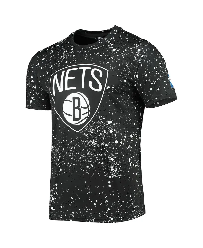 Men's Black Brooklyn Nets Splatter Print T-shirt