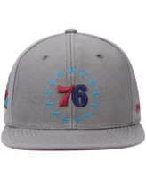 Men's Mitchell & Ness Charcoal Philadelphia 76ers Hardwood Classics 60th Anniversary Carbon Cabernet Fitted Hat