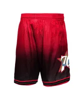 Men's Mitchell & Ness Black, Red Philadelphia 76Ers 2000/01 Hardwood Classics Fadeaway Reload 3.0 Swingman Shorts