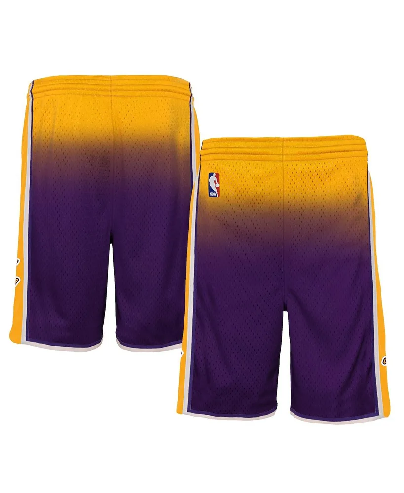 Big Boys Mitchell & Ness Gold, Purple Los Angeles Lakers 2009/10 Hardwood Classics Fadeaway Reload 3.0 Swingman Shorts