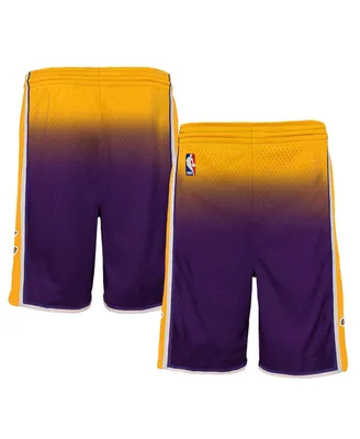 Big Boys Mitchell & Ness Gold, Purple Los Angeles Lakers 2009/10 Hardwood Classics Fadeaway Reload 3.0 Swingman Shorts