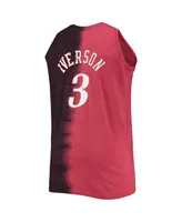 Men's Mitchell & Ness Allen Iverson Red and Black Philadelphia 76ers Profile Tie-Dye Player Tank Top