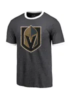 Men's Majestic Threads Heathered Black Vegas Golden Knights Ringer Contrast Tri-Blend T-shirt