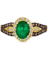 Le Vian Emerald (7/8 ct. t.w.) & Diamond (1/2 ct. t.w.) Halo Ring in 14k Gold