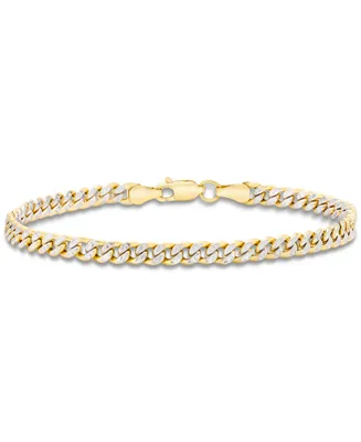 Double-Sided Cuban Link Chain Bracelet (4.5mm) in 10k Two-Tone Gold - Two