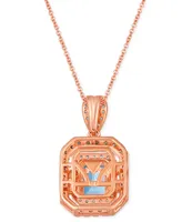 Le Vian Sea Blue Aquamarine (1-1/4 ct. t.w.) & Diamond (7/8 ct. t.w.) Halo 20" Adjustable Pendant Necklace in 14k Rose Gold