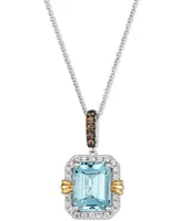 Le Vian Sea Blue Aquamarine (2 ct. t.w.) & Diamond (1/4 ct. t.w.) 20" Adjustable Pendant Necklace in 14k Two