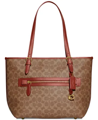 Coach Signature Coated Canvas Taylor Tote with C Dangle Charm