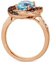 Le Vian Blue Topaz (1-7/8 ct. t.w.) & Diamond (3/8 ct. t.w.) Halo Ring in 14k Rose Gold