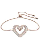 Swarovski Rose Gold-Tone Pave Swan Heart Slider Bracelet - Rose Gold