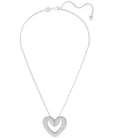 Swarovski Silver-Tone Una Heart Pendant 16-1/2" Necklace - Silver