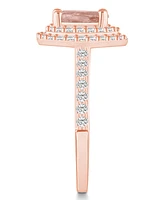 Macy's Morganite and Diamond Accent Halo Ring 14K Rose Gold