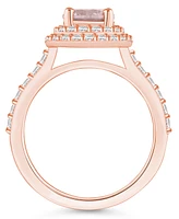 Macy's Morganite and Diamond Accent Halo Ring 14K Rose Gold