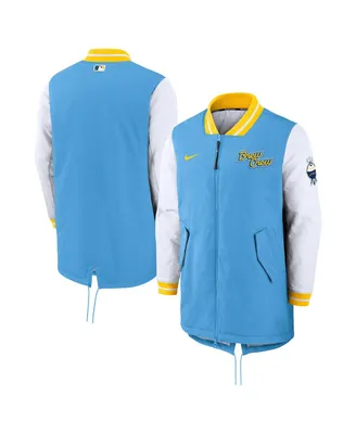 Men's Nike Powder Blue Milwaukee Brewers Authentic Collection City Connect Full-Zip Dugout Jacket