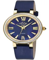 Gevril Women's Genoa Swiss Quartz Italian Blue Leather Strap Watch 36mm - Gold