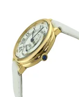 Gevril Women's Rome Swiss Quartz White Genuine Leather Strap Watch 36mm - Gold