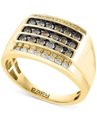 Effy Men's Espresso Diamond (5/8 ct. t.w.) & White Diamond (1/3 ct. t.w.) Ring in 14k Gold