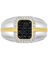 Men's Black Diamond (1/3 ct. t.w.) & White Diamond (1/5 ct. t.w.) Ring in Sterling Silver & 14k Gold-Plate