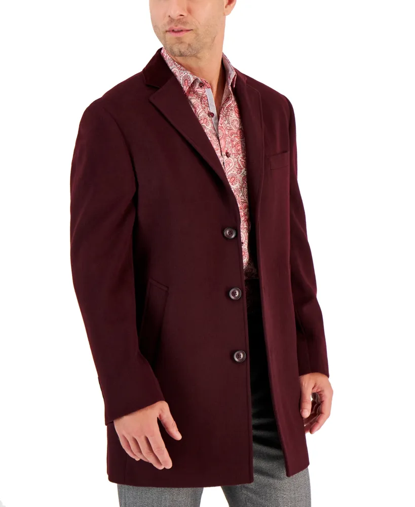 Tallia Men's Wool Blend Solid Overcoat