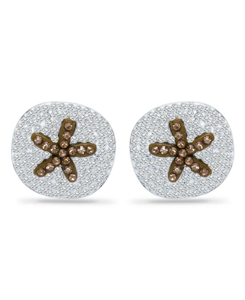 Giani Bernini Crystal Sand Dollar Sterling Silver Stud Earrings