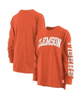 Women's Pressbox Orange Clemson Tigers Plus Size Two-Hit Canyon Long Sleeve T-shirt