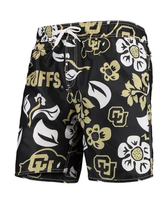 Men's Wes & Willy Black Colorado Buffaloes Floral Volley Swim Trunks