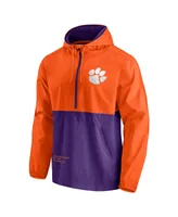 Men's Fanatics Orange and Purple Clemson Tigers Thrill Seeker Half-Zip Hoodie Anorak Jacket