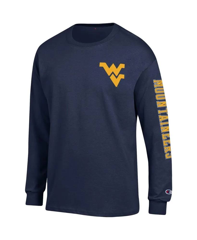 Men's Champion Navy West Virginia Mountaineers Team Stack Long Sleeve T-shirt