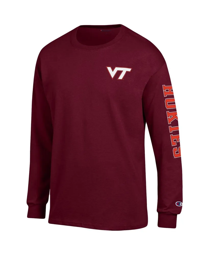 Men's Champion Maroon Virginia Tech Hokies Team Stack Long Sleeve T-shirt