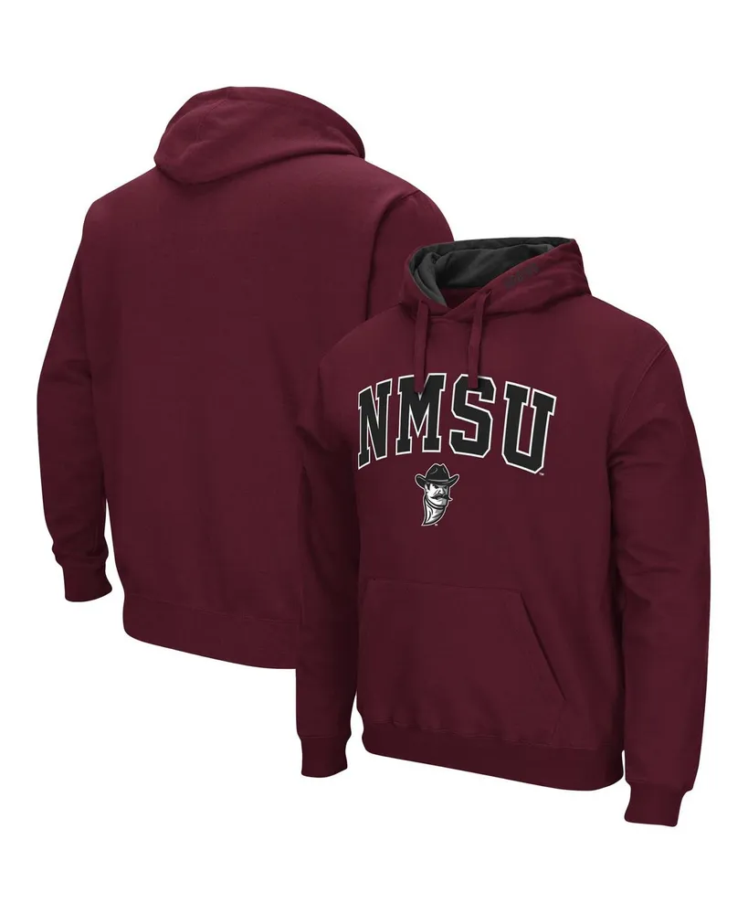 Men's Colosseum Crimson New Mexico State Aggies Arch and Logo Pullover Hoodie