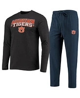 Men's Concepts Sport Navy, Heathered Charcoal Auburn Tigers Meter Long Sleeve T-shirt and Pants Sleep Set