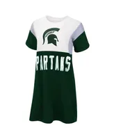 Women's G-iii 4Her by Carl Banks Green and White Michigan State Spartans 3rd Down Short Sleeve T-shirt Dress