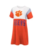 Women's G-iii 4Her by Carl Banks Orange and White Clemson Tigers 3rd Down Short Sleeve T-shirt Dress