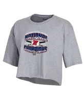 Women's Champion Heathered Gray Ole Miss Rebels 2022 Ncaa Men's Baseball College World Series Champions Locker Room Boyfriend Cropped T-shirt