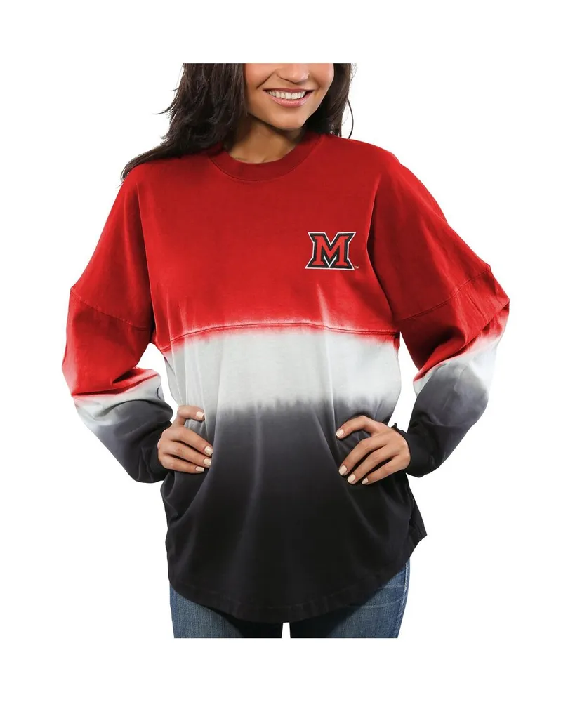 Women's Red Miami University RedHawks Ombre Long Sleeve Dip-Dyed Spirit Jersey