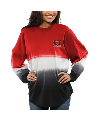 Women's Red Miami University RedHawks Ombre Long Sleeve Dip-Dyed Spirit Jersey