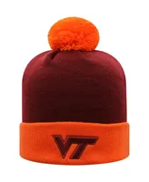 Men's Top of the World Maroon and Orange Virginia Tech Hokies Core 2-Tone Cuffed Knit Hat with Pom