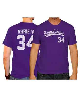 Men's Original Retro Brand Jake Arrieta Purple Tcu Horned Frogs Ncaa Baseball T-shirt