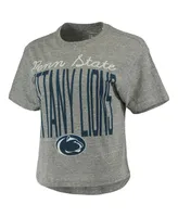 Women's Pressbox Heathered Gray Penn State Nittany Lions Sanibel Knobi Crop T-shirt